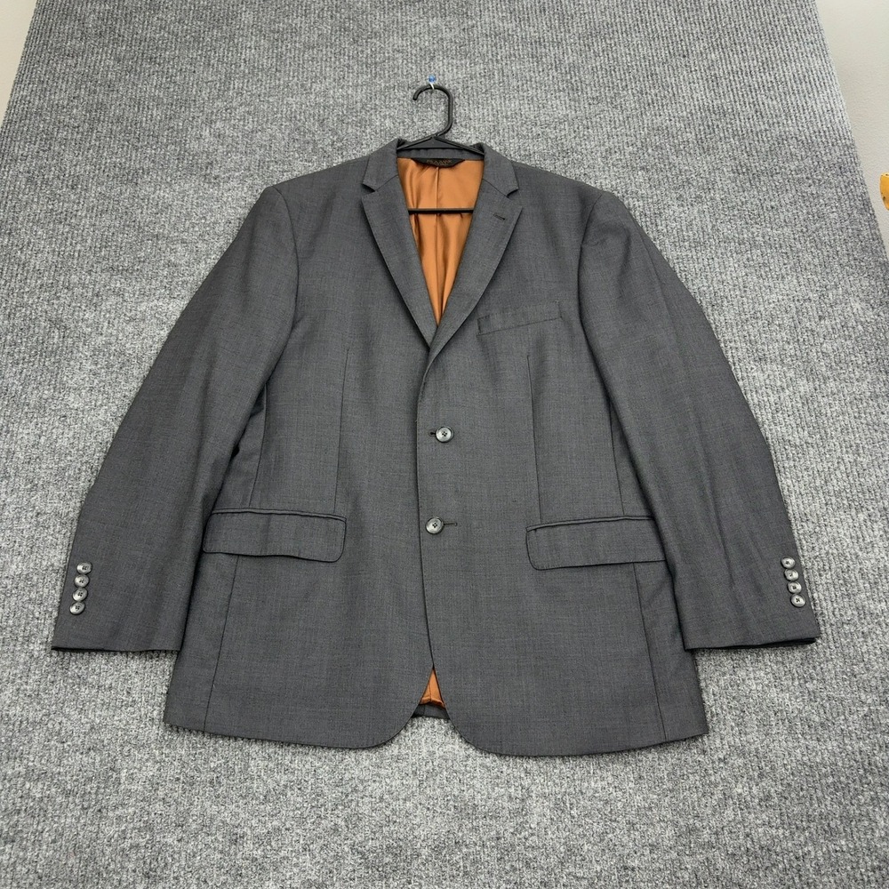 Jos A Bank Suit Jacket Men 41 RG Grey 100 Wool Slim Fit Double Vent Professional